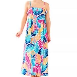 Lilly Pulitzer Goombay Smash Chasteen Girl Maxi dress size M ,100%Cotton Dress